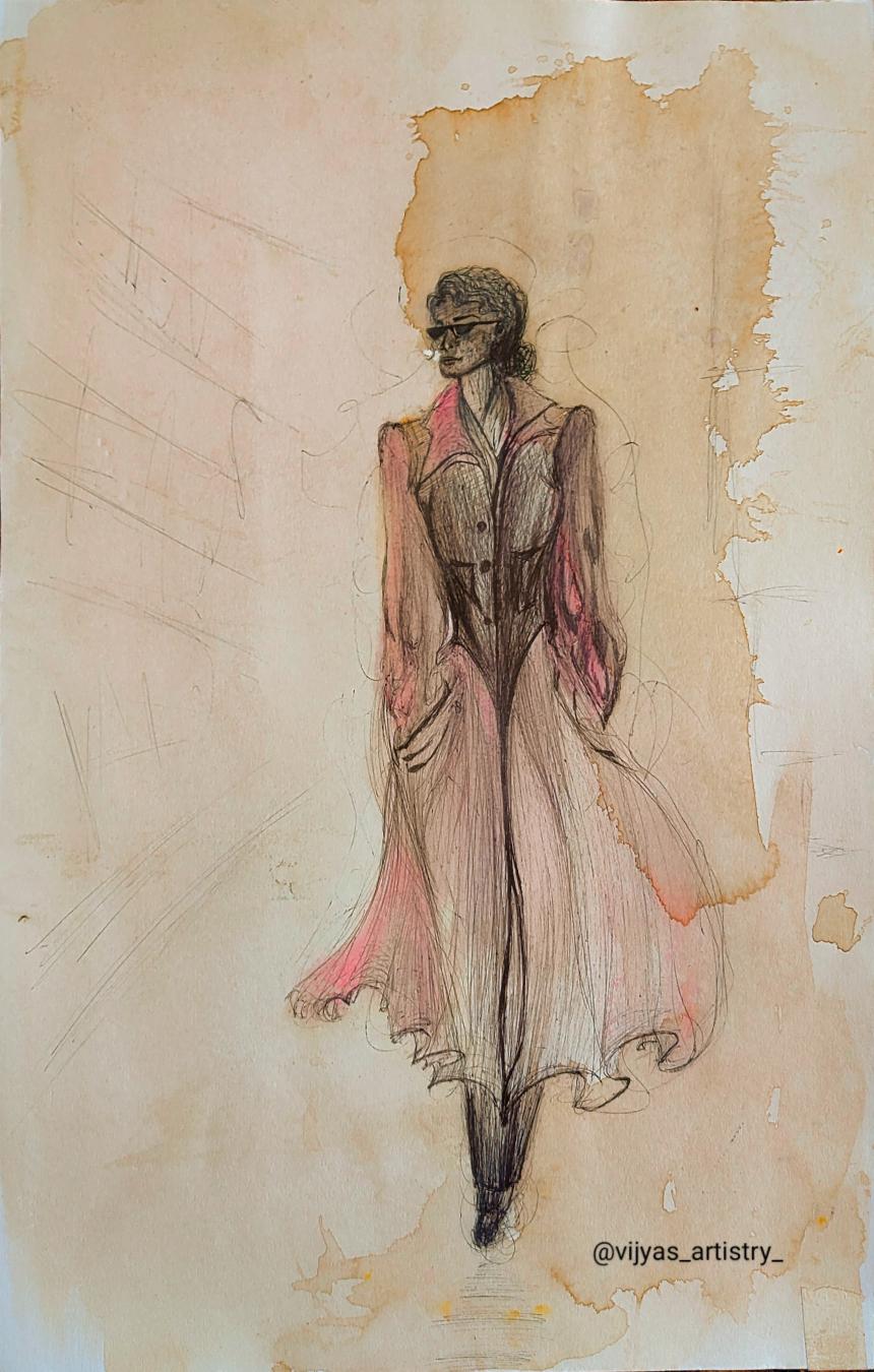 Fashion illustration — mixed media